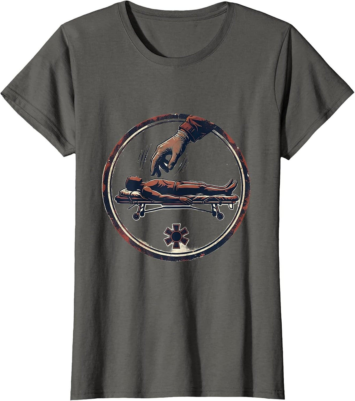 Women's Paramedic Mannequin Gag Vintage EMT Humor T-Shirt - Asphalt Grey