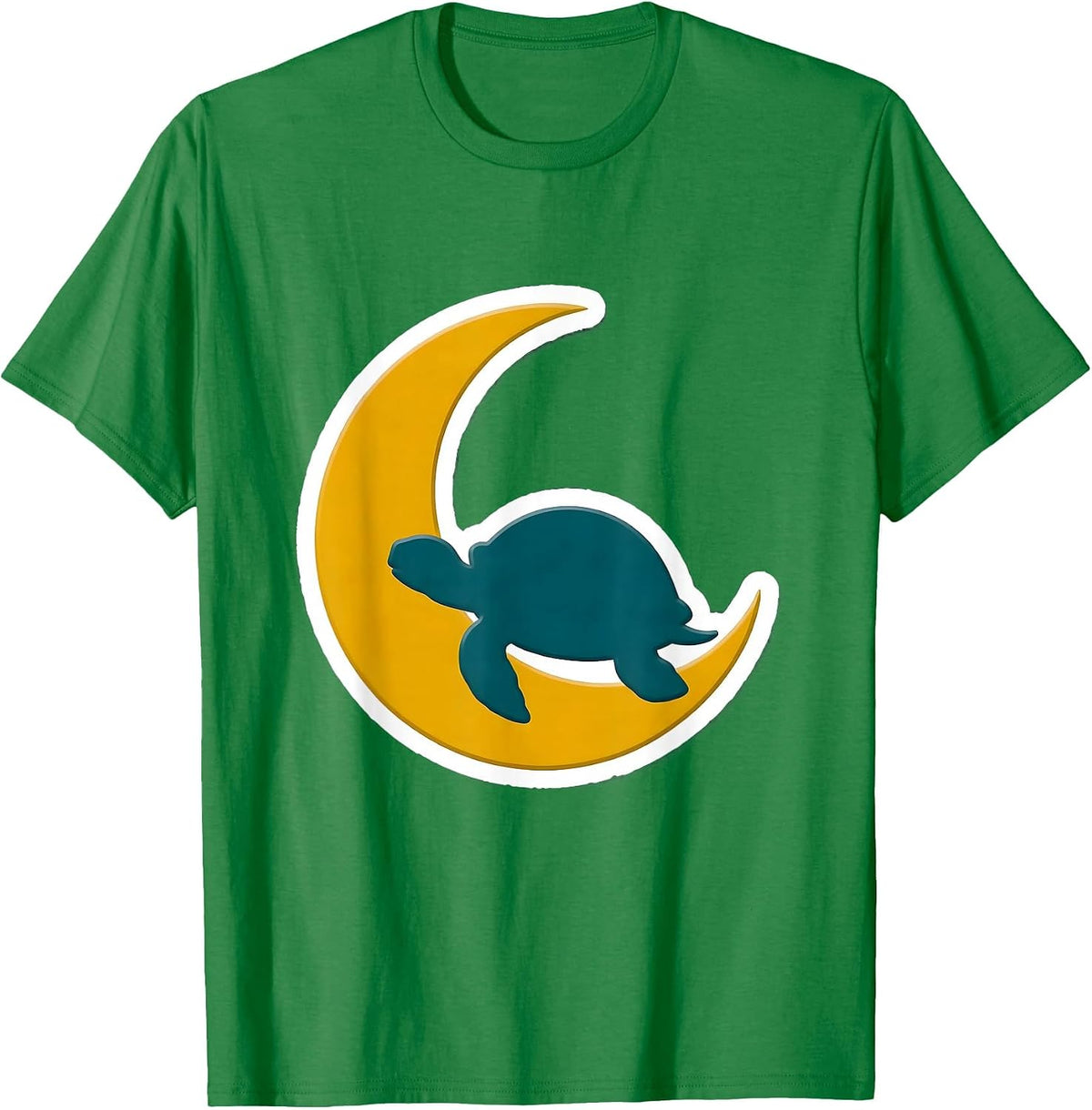 Men's Turtle Silhouette Crescent Moon Nature Art T-Shirt - Kelly Green
