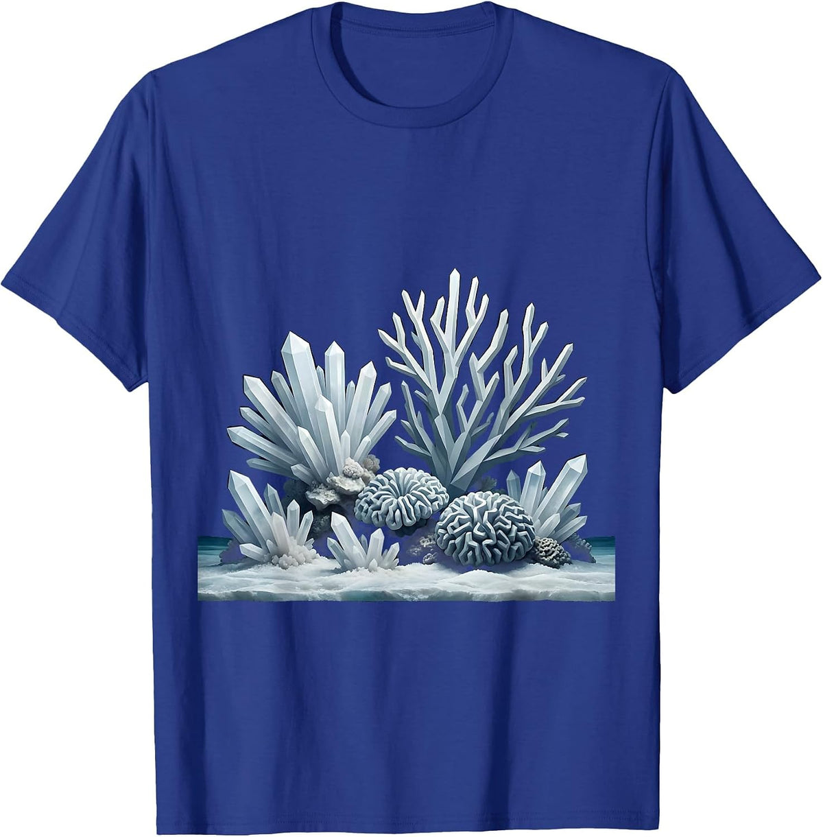 Salt Crystal Coral Reef Graphic Design T-Shirt - Royal Blue