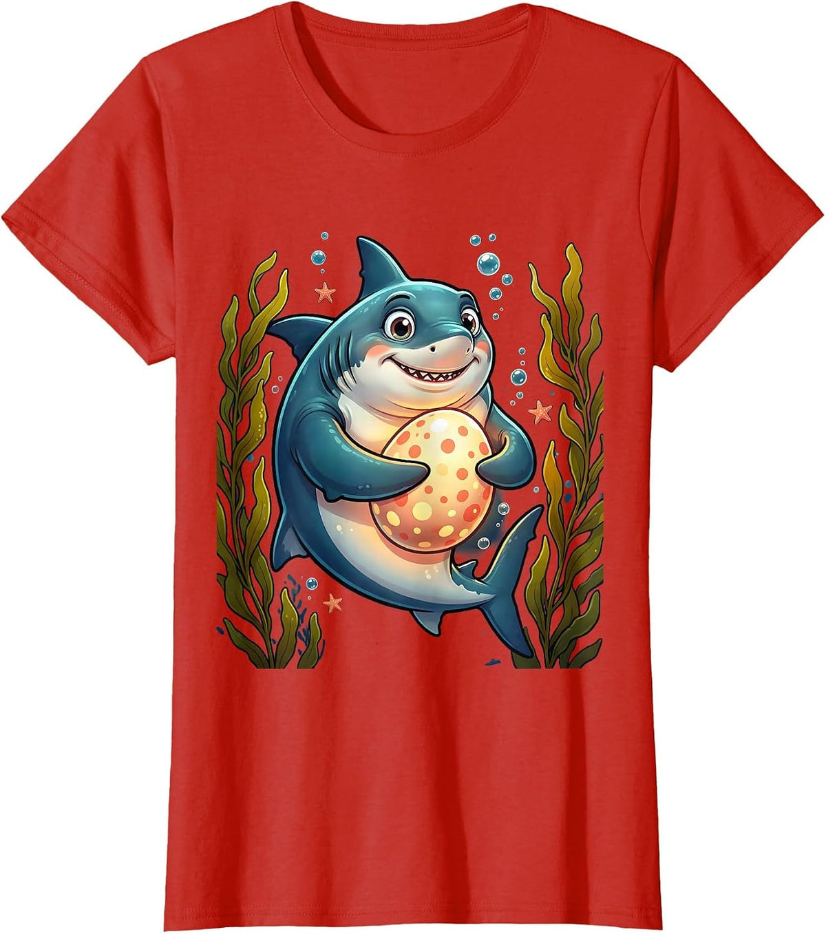 Mommy Shark Ocean Nursery Graphic Tee T-Shirt - Red
