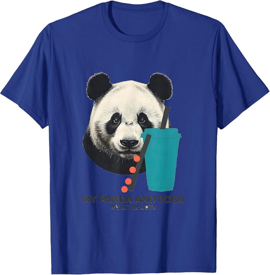 My Panda And Boba My Little Joys Cute Kawaii Anime Girl T-Shirt - Royal Blue