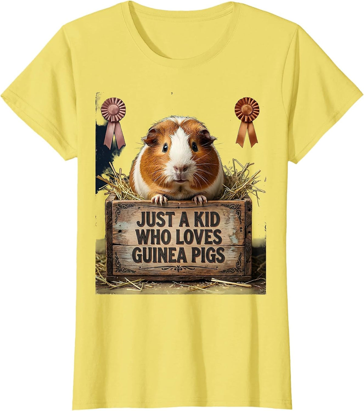 Just A Kid Who Loves Guinea Pigs Vintage Guinea Pig Lover T-Shirt - Lemon Yellow
