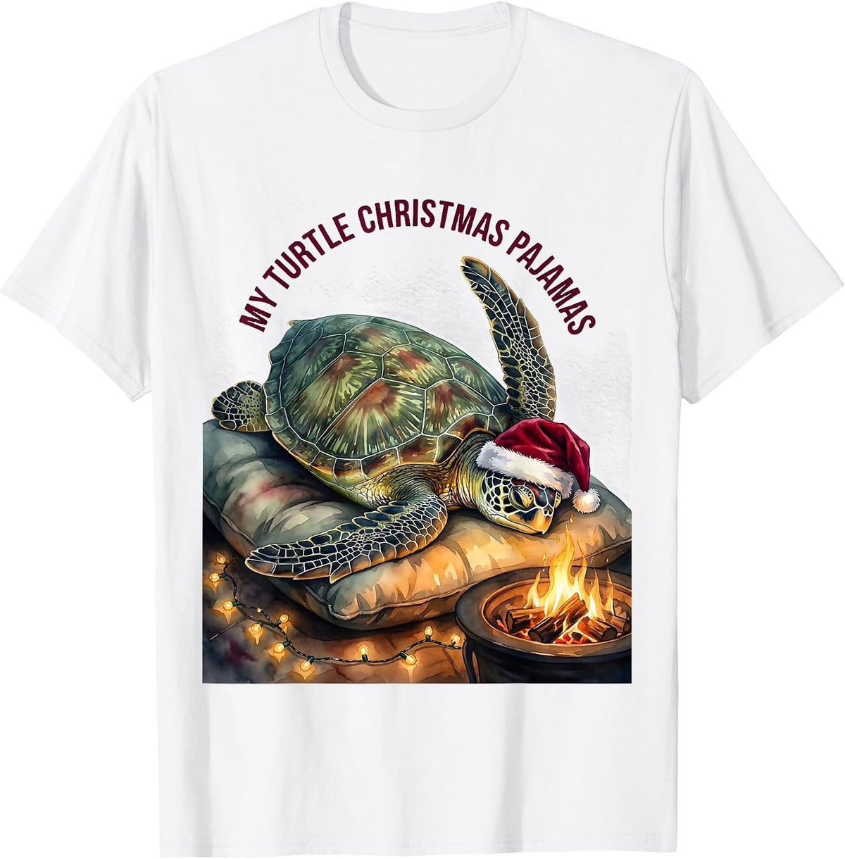 Men's My Turtle Christmas Pajamas Whimsical Holiday Sea Turtle T-Shirt - White