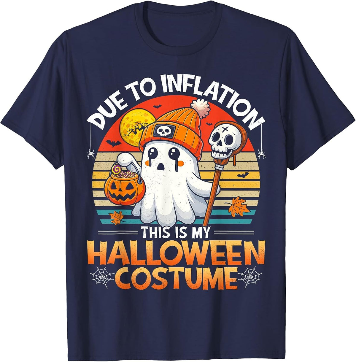 Due to Inflation This is My Funny Halloween Costume T-Shirt - Navy Blue