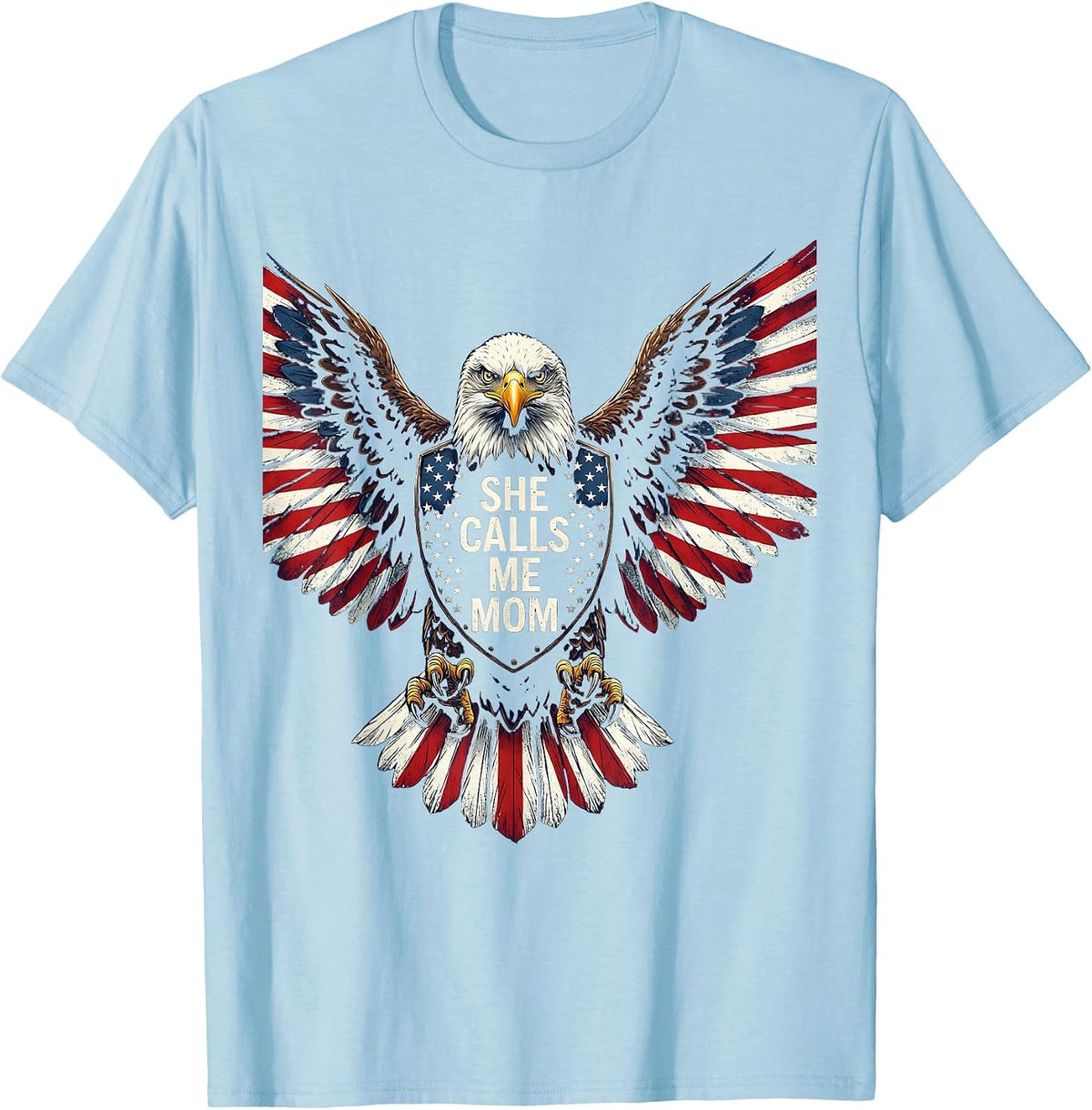 Men's She Calls Me Mom Proud Parent Design T-Shirt - Baby Blue