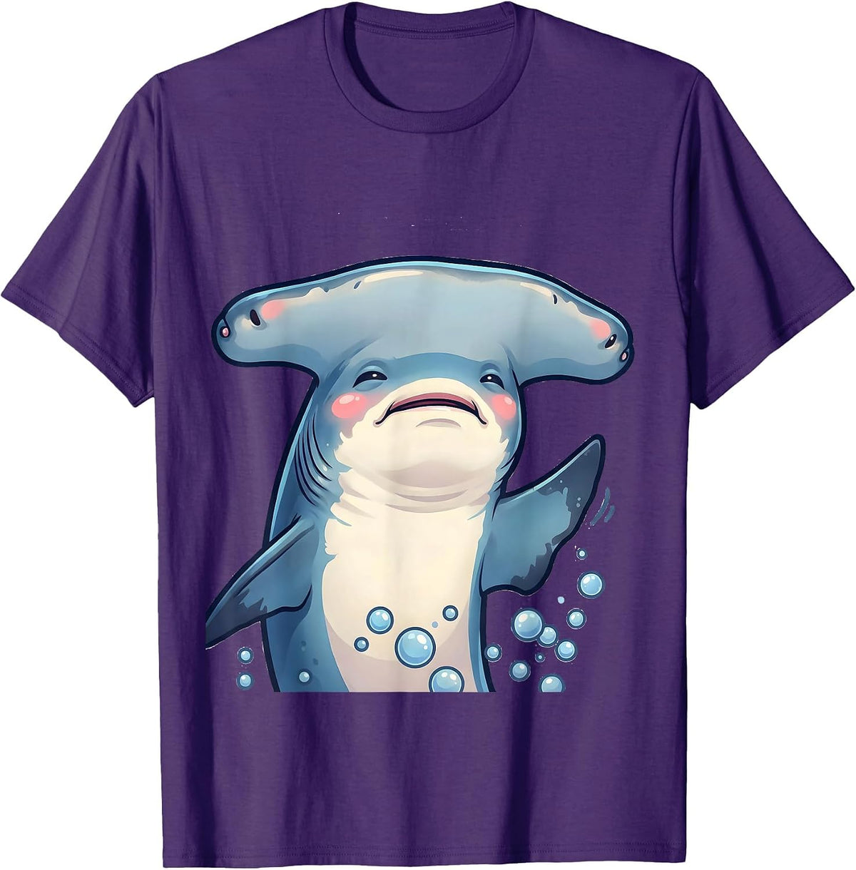 Rounded Hammerhead Shark Cute Kawaii Ocean Wildlife Lover T-Shirt - Purple