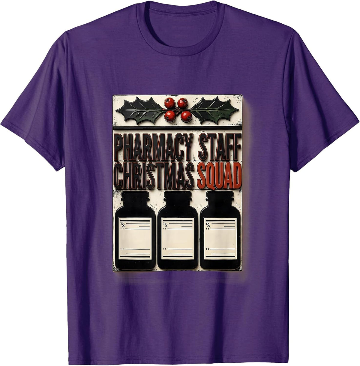 Men's Pharmacy Staff Christmas Squad Funny Pharmacy Tech Matching T-Shirt - Purple