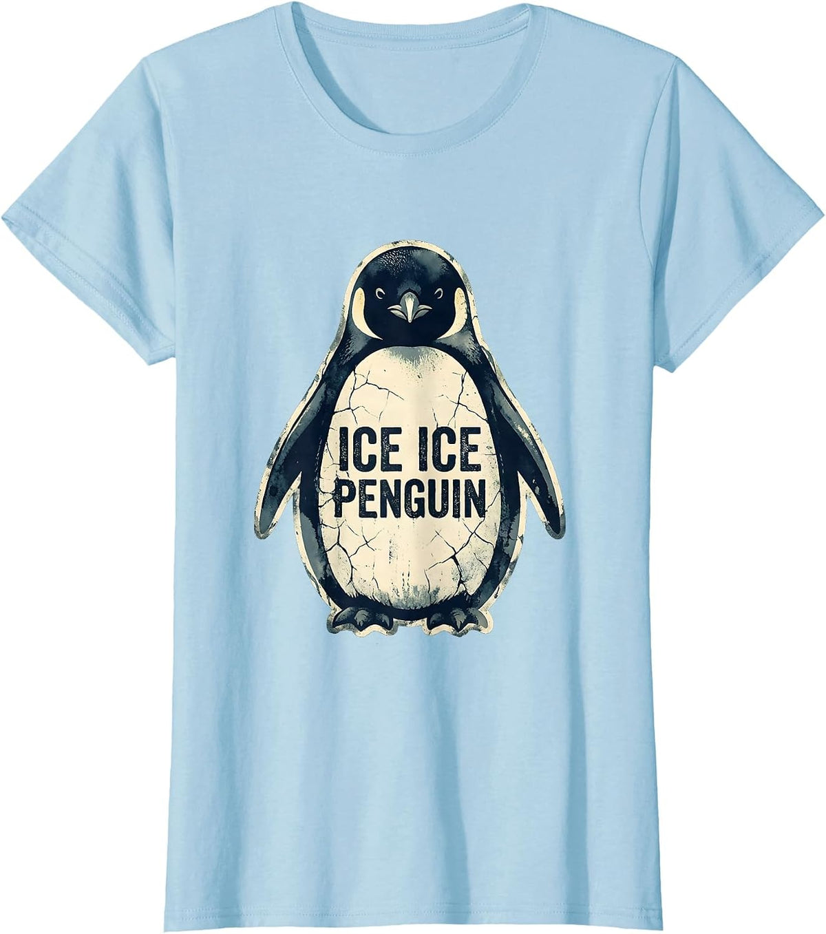 Ice Ice Penguin Funny Arctic Bird Design T-Shirt - Baby Blue