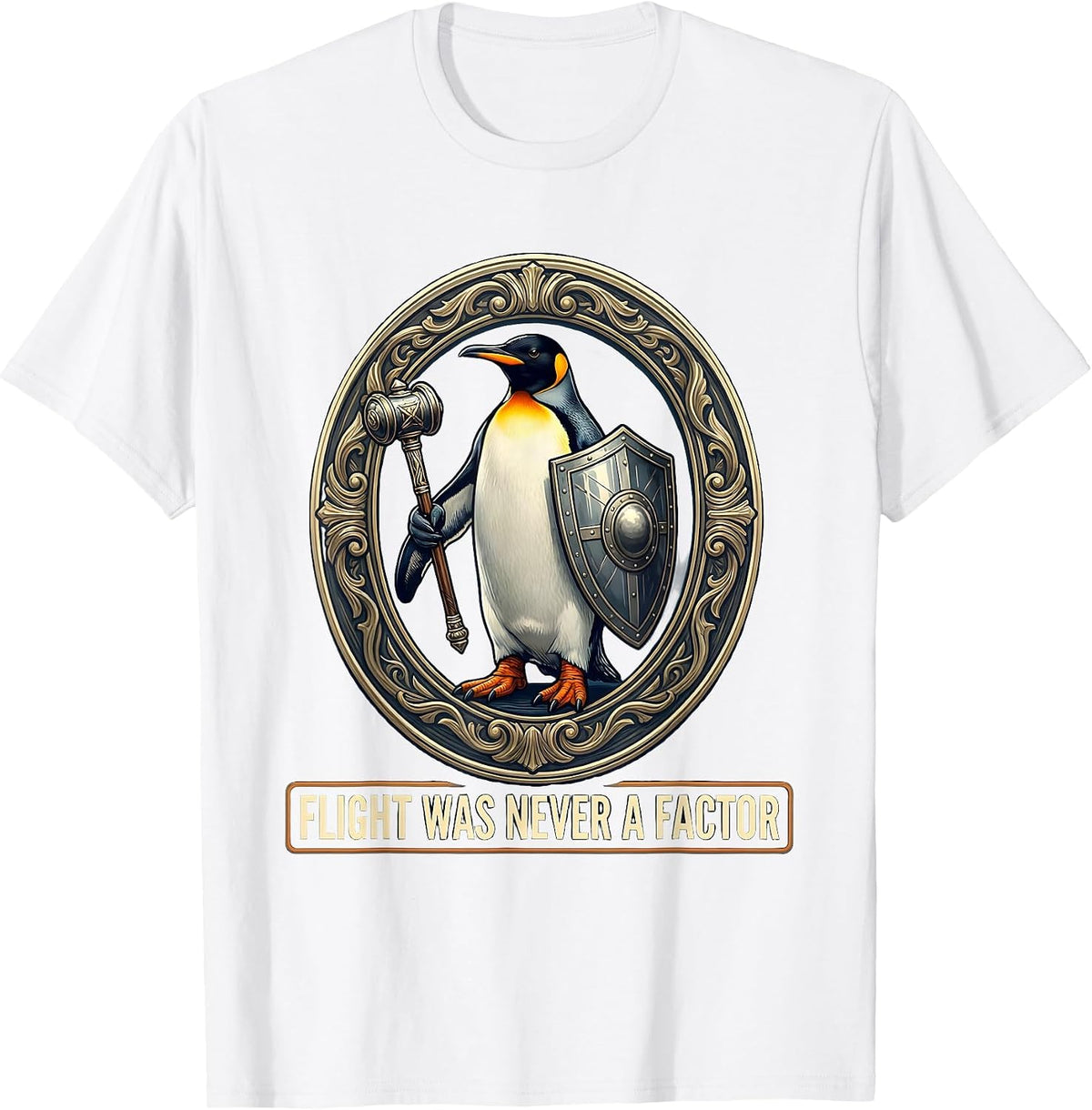 Men's Flight Was Never A Factor Funny Penguin Martial Arts Dark T-Shirt - White