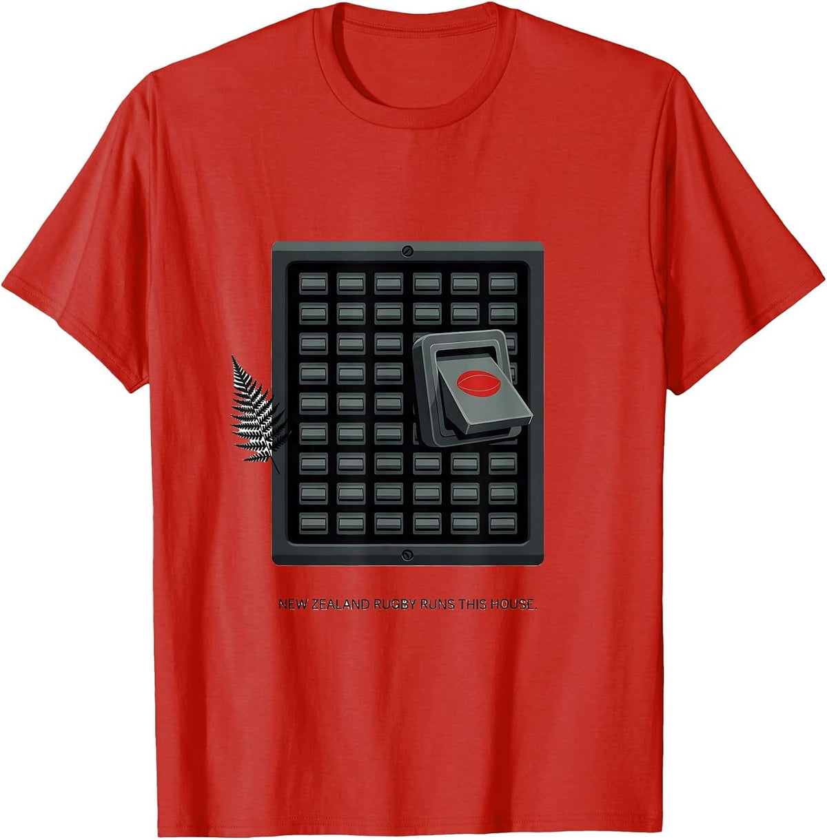 Men's New Zealand Rugby Runs This House Editorial Rugby Dad Gift T-Shirt - Red