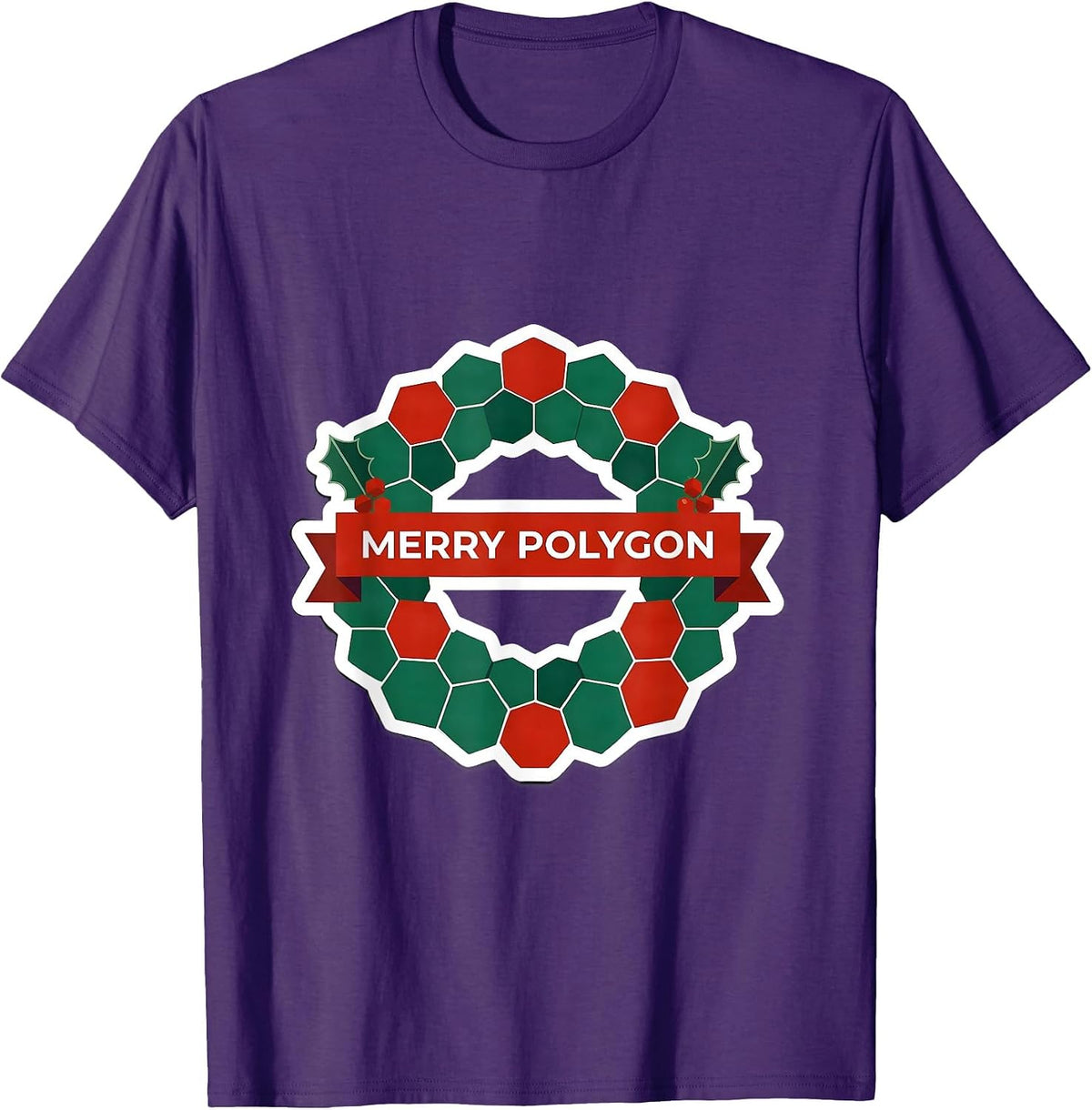 Men's Merry Polygon Funny Math Teacher Christmas Pun Humor T-Shirt - Purple