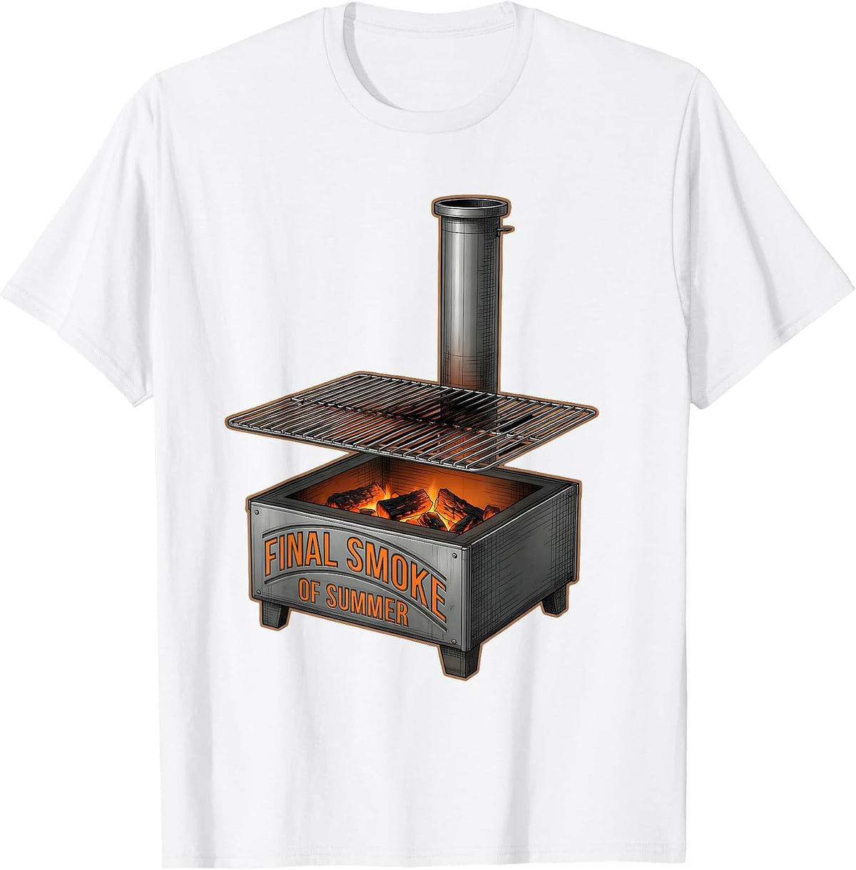 Final Smoke Of Summer Funny BBQ Dad Grill Master T-Shirt - White