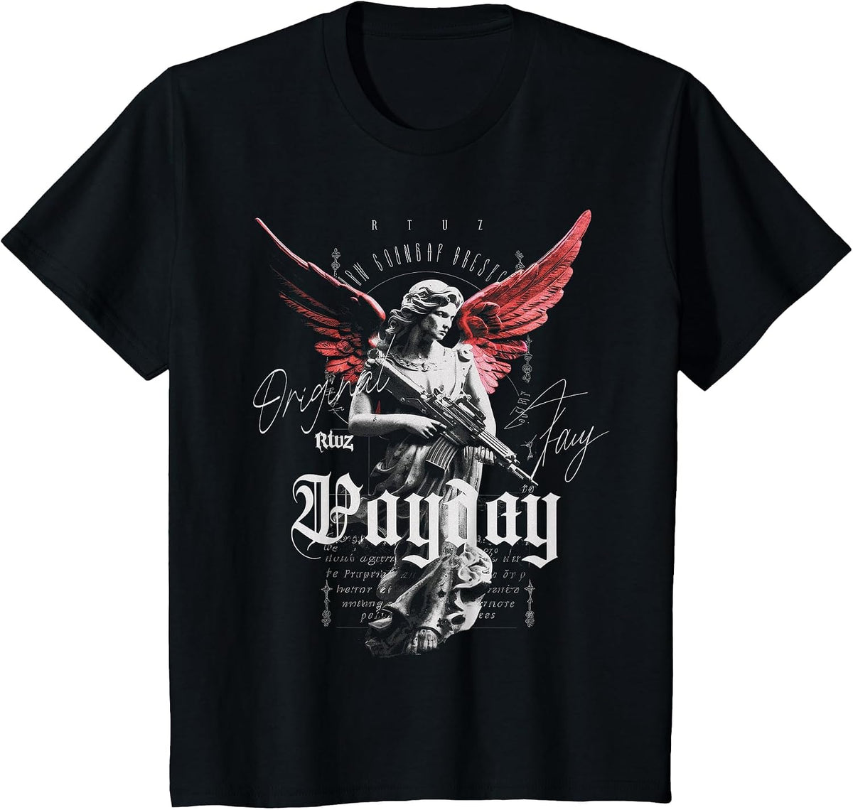 Aesthetic Clothes Vintage Streetwear Fashion Women Men Angel T-Shirt - Black