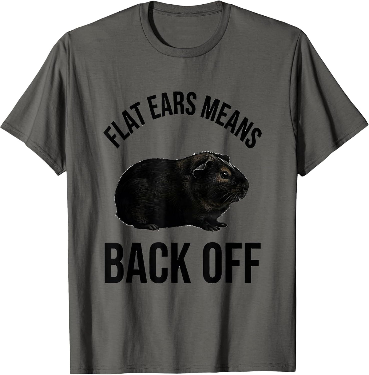 Men's Flat Ears Means Back Off Funny Pig Lover Guinea Pig Cavy T-Shirt - Asphalt Grey
