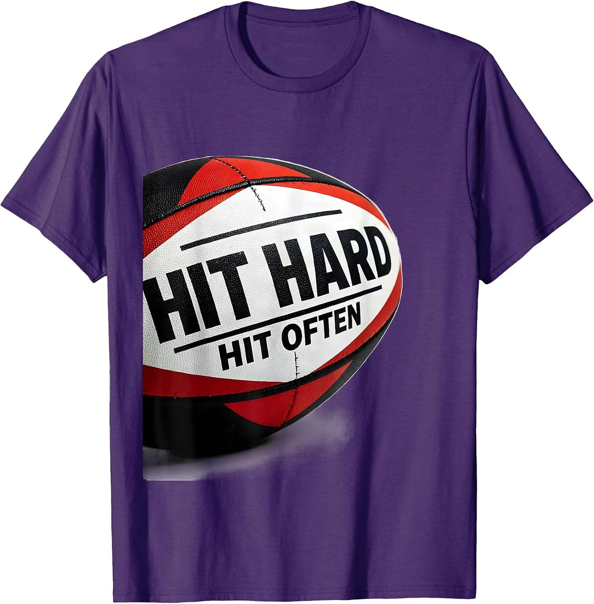 Men's Hit Hard Hit Often Rugby Graphic Design T-Shirt - Purple