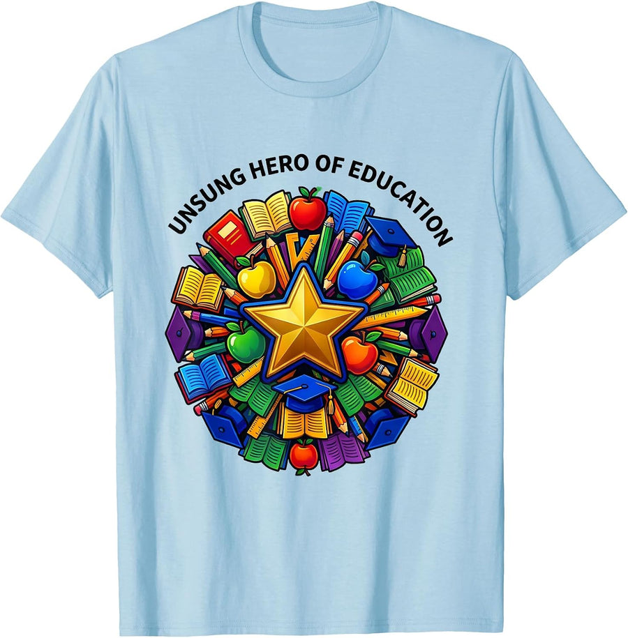 Men's Unsung Hero of Education Paraprofessional Design T-Shirt - Baby Blue