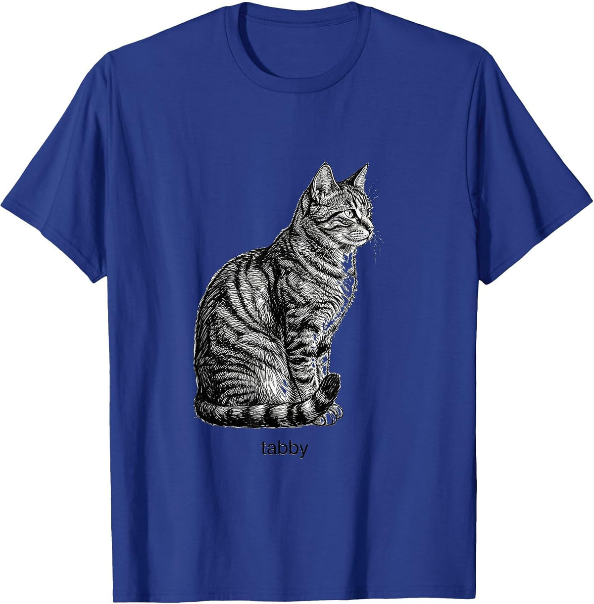 tabby Minimalist Line Art Cat Lover Pet Owner Gift T-Shirt - Royal Blue
