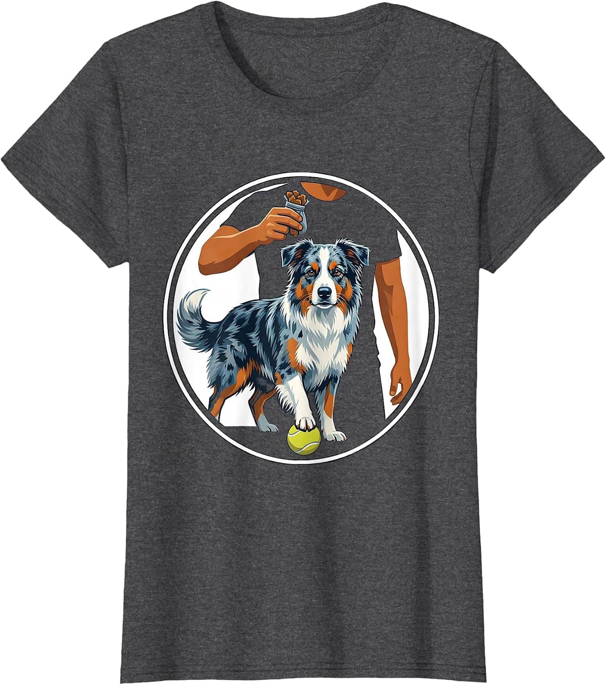 Women's Sealed Badge Blue-Merle Australian Shepherd Dog Mom Dad T-Shirt - Dark Heather Grey