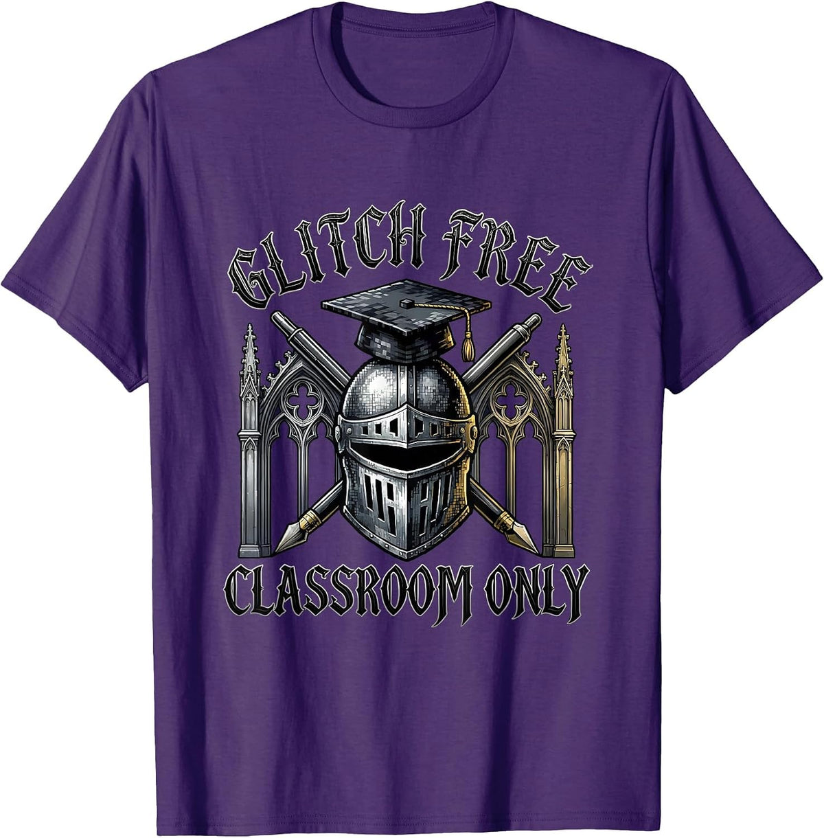 Men's Glitch Free Classroom Technology Gaming Teacher T-Shirt - Purple