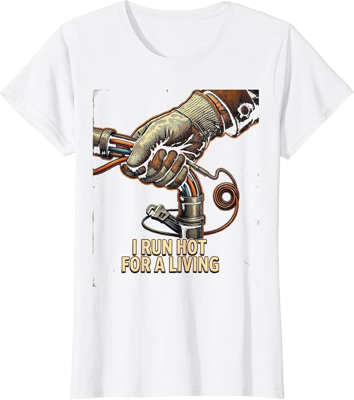 I Run Hot For A Living Vintage Electrician Sarcastic Humor T-Shirt - White