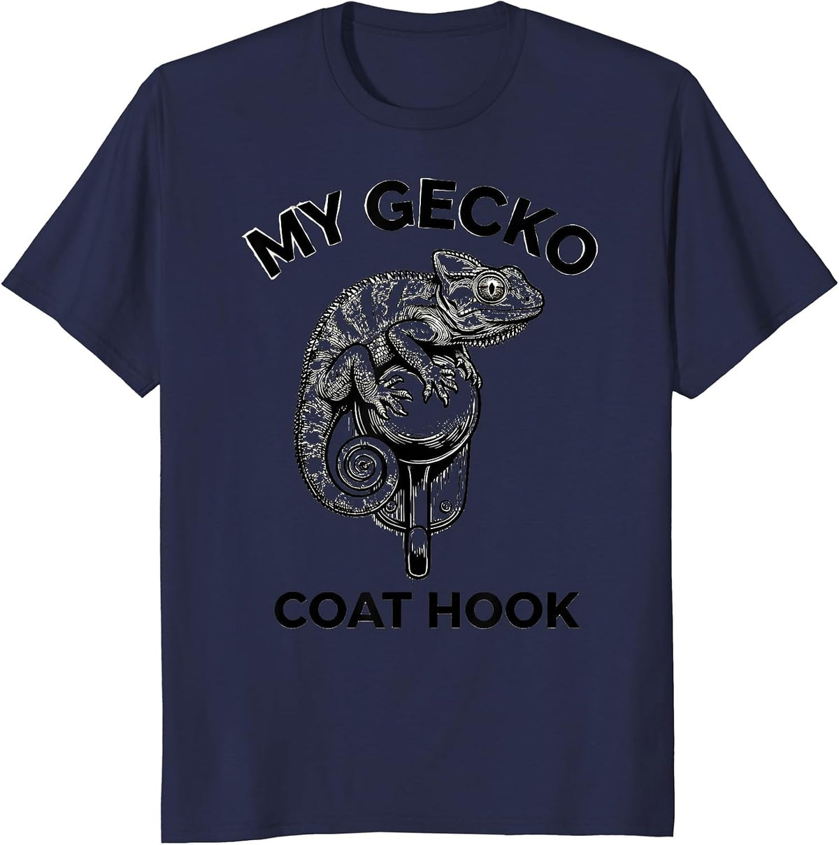 Men's My Gecko Coat Hook Funny Reptile Lover Gecko Owner Gift T-Shirt - Navy Blue