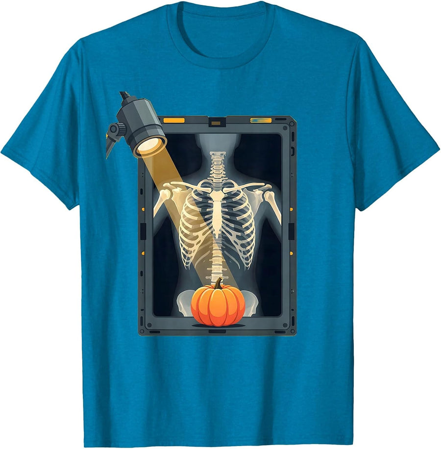 Radiant Bat X-Ray Tech Halloween Radiology Crew T-Shirt - Sapphire Blue