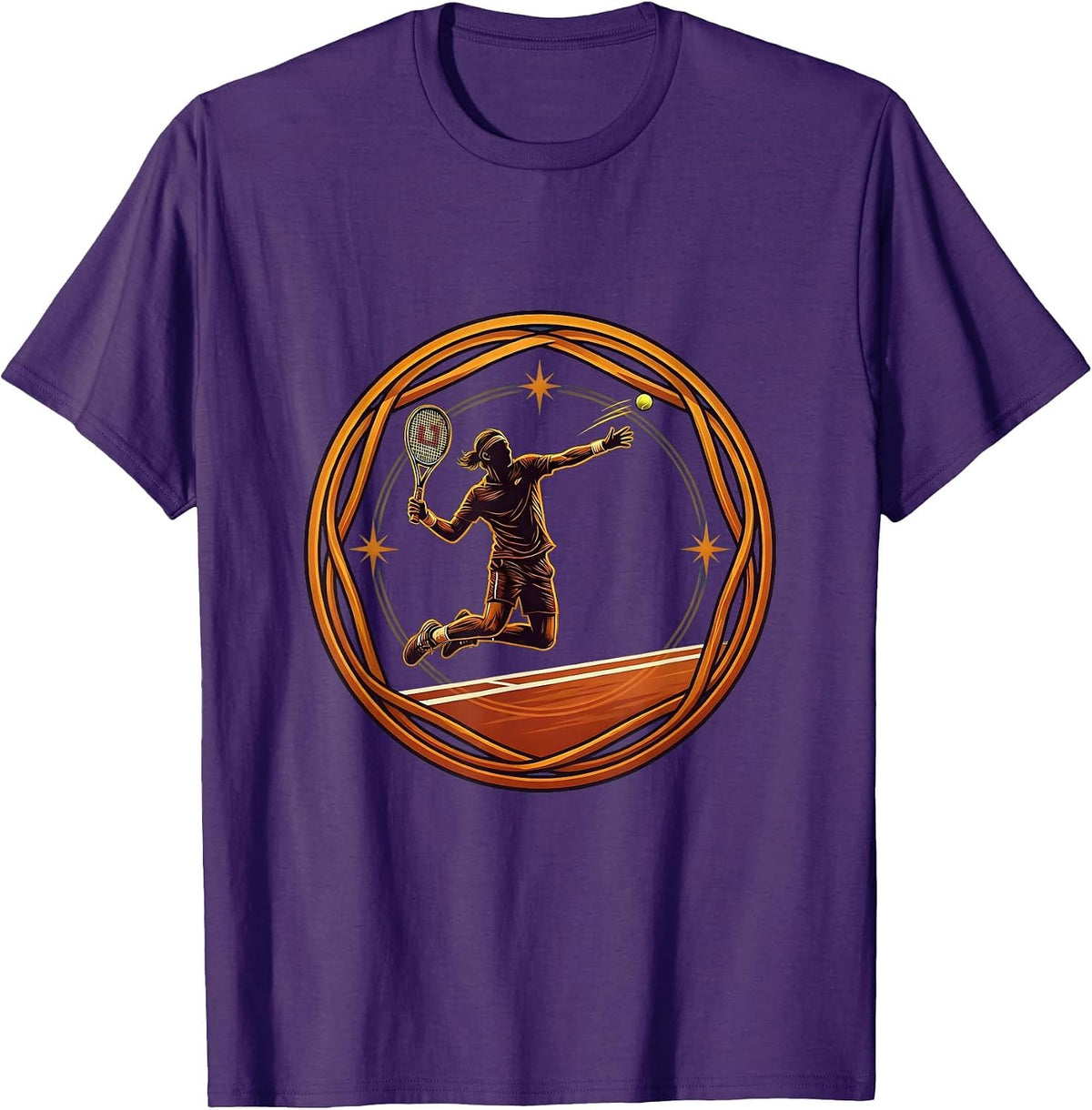 Tennis Diving Volley Full Stretch Graphic T-Shirt - Purple