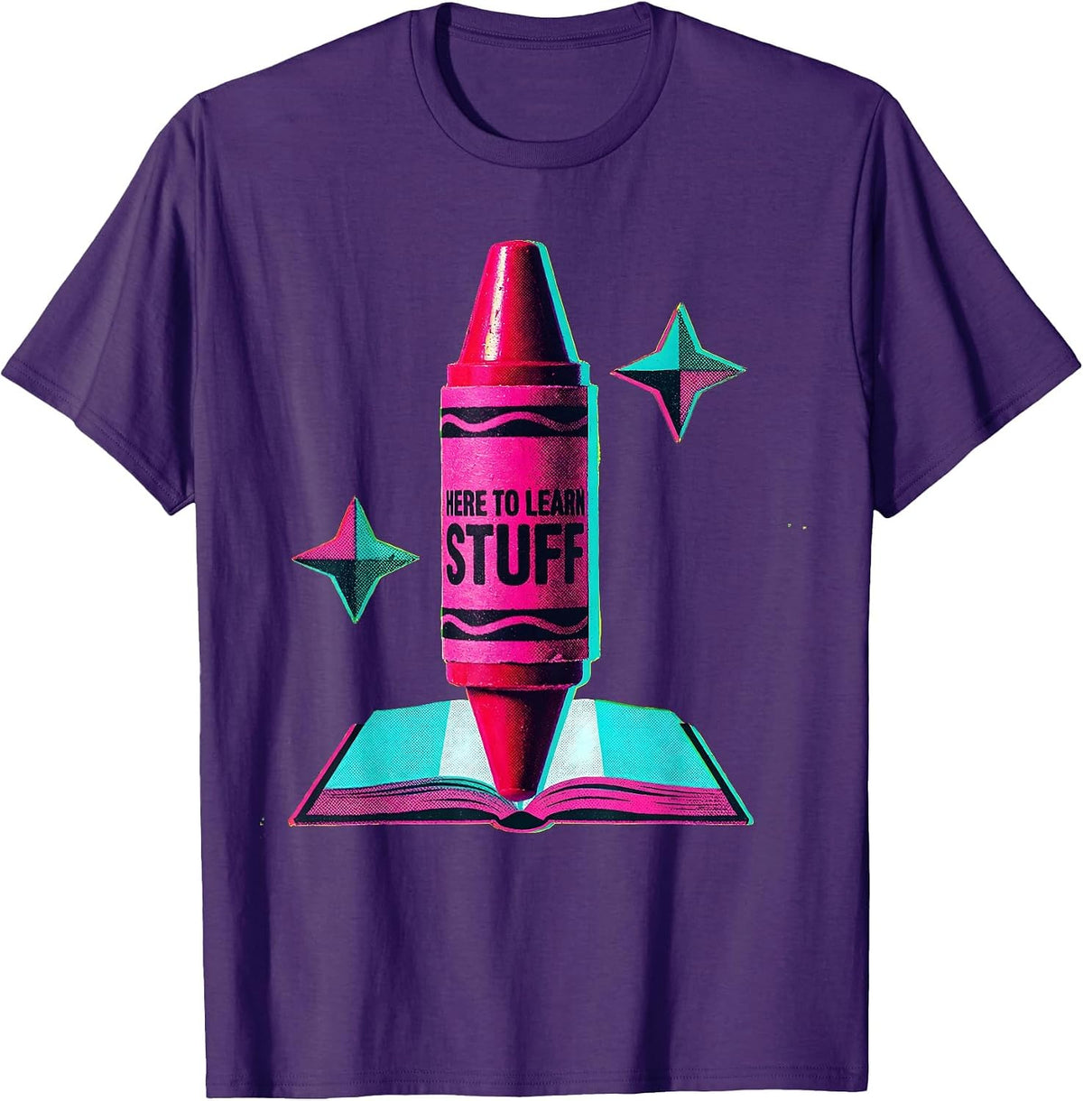 Here To Learn Stuff First Day of Kindergarten T-Shirt - Purple