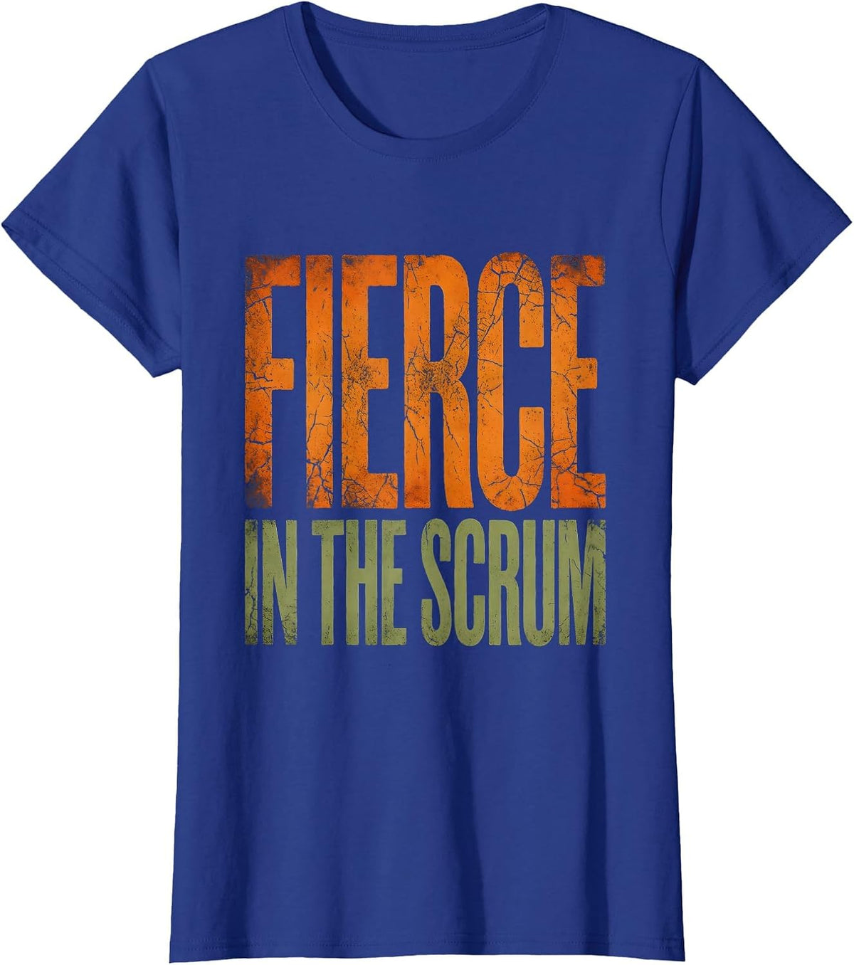 Women's Fierce in the Scrum Rugby Graphic Design T-Shirt - Royal Blue