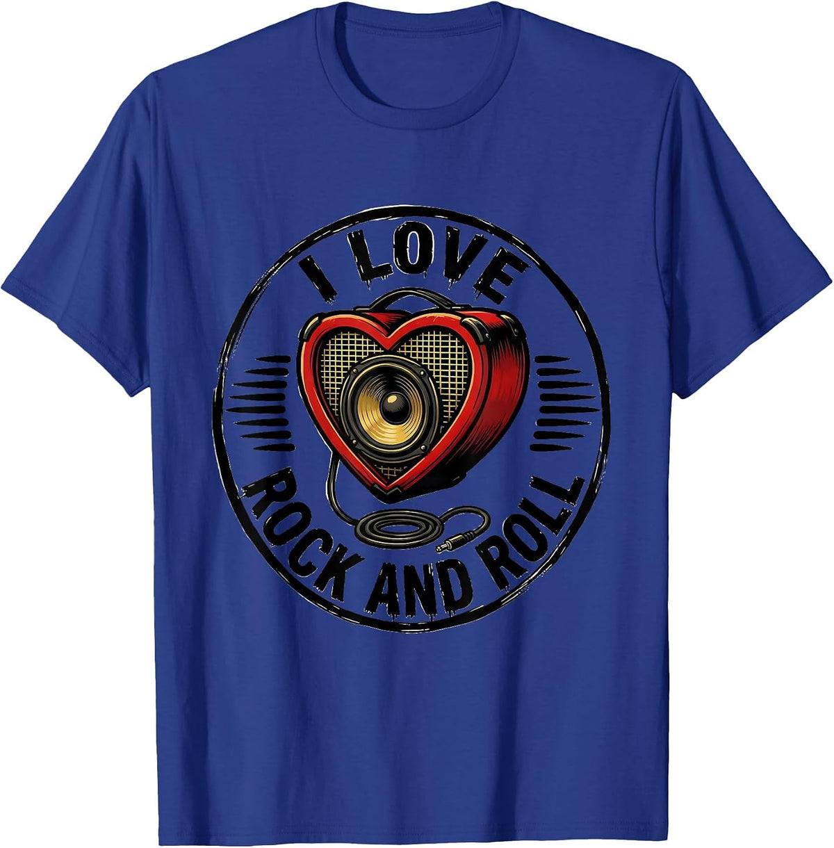 I Love Rock And Roll Tattoo Rock Fan Heavy Metal Music Lover T-Shirt - Royal Blue