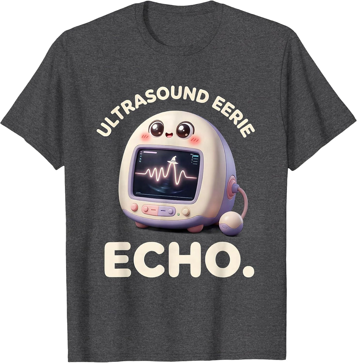 Men's Ultrasound Eerie Echo Cute Kawaii Halloween Radiology Tech T-Shirt - Dark Heather Grey