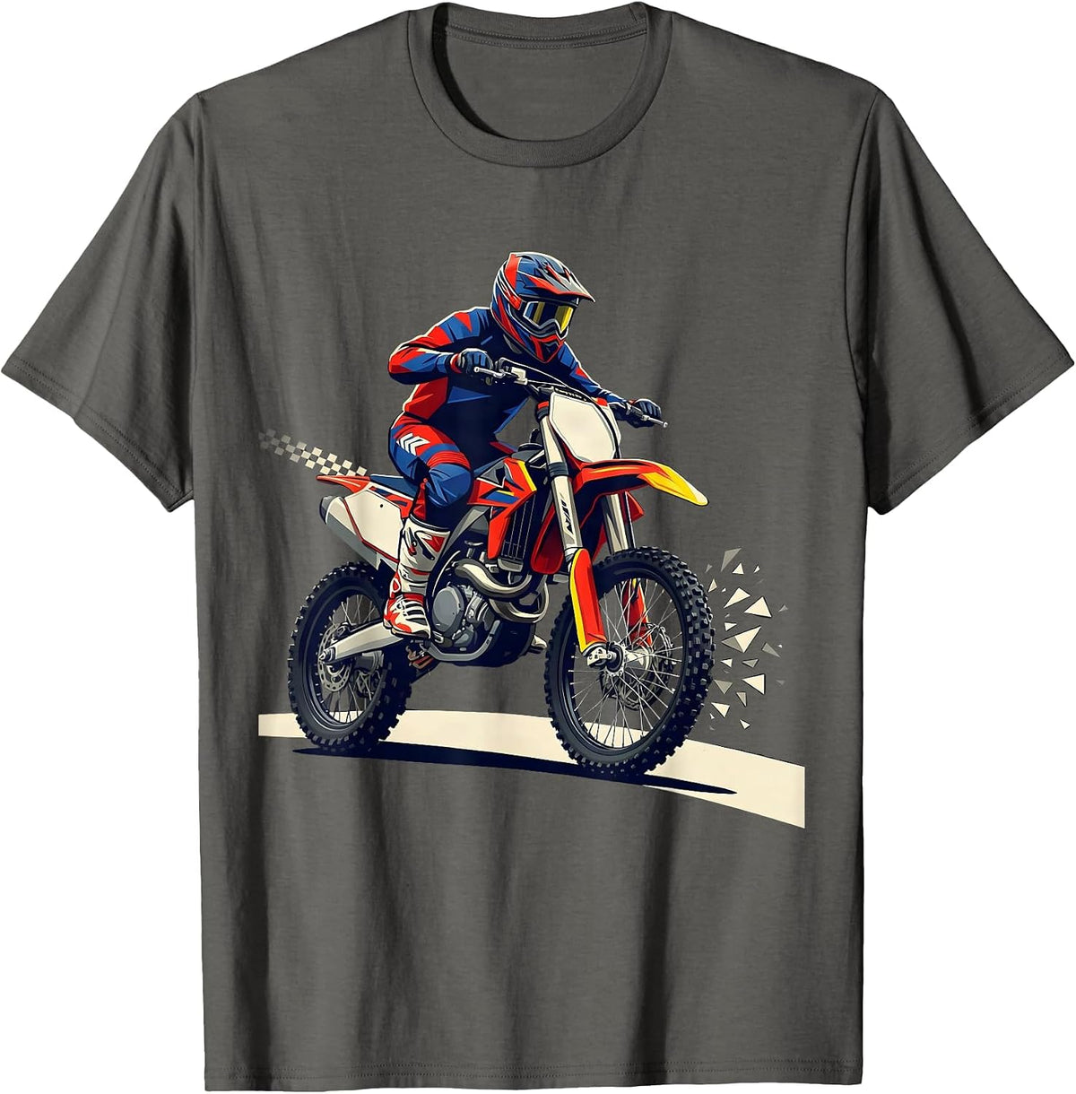 Men's Motocross Rider Racing Livery Dirt Bike Casual T-Shirt - Asphalt Grey