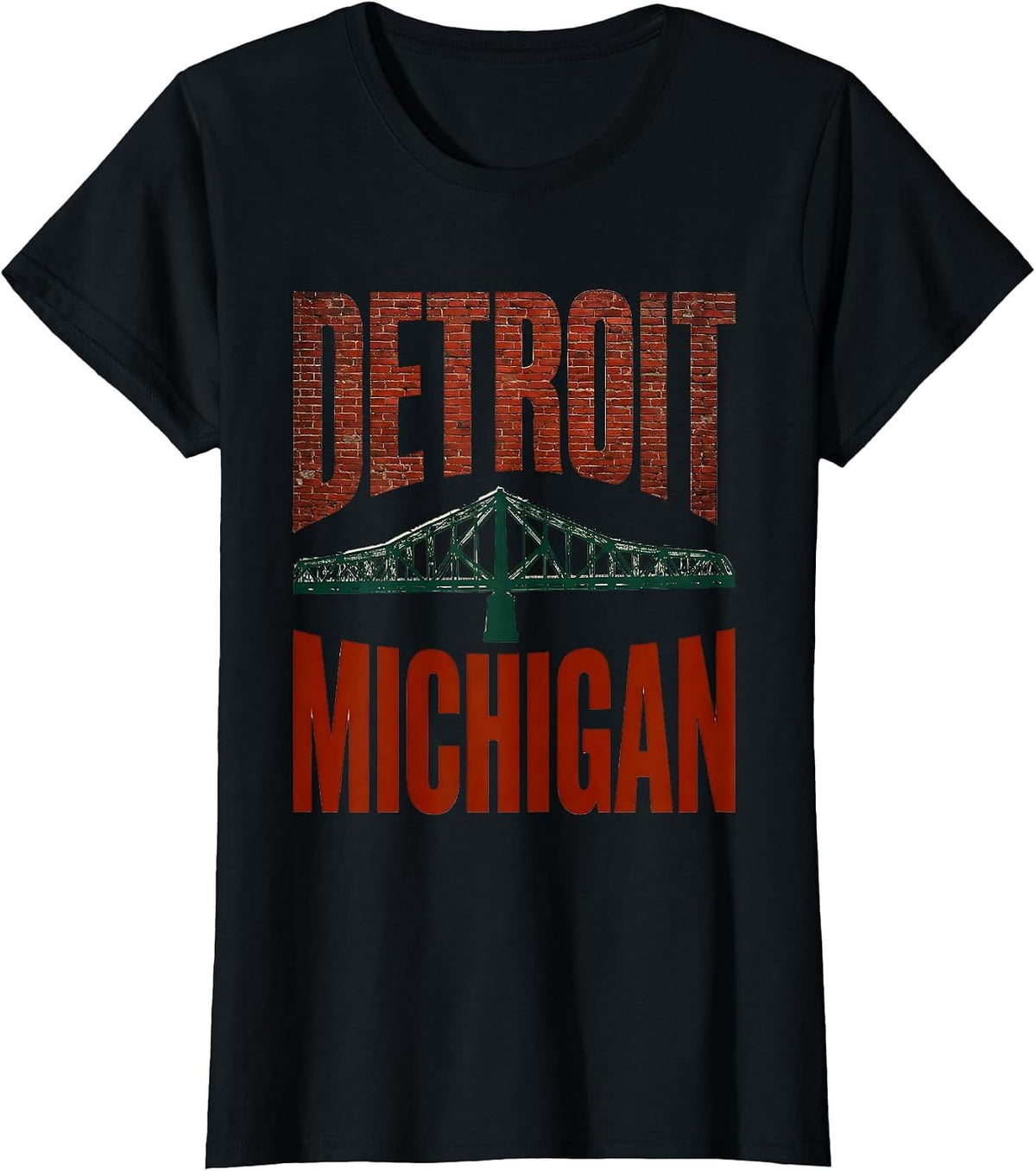 DETROIT MICHIGAN American Flag Baseball Weathered City Pride T-Shirt - Black