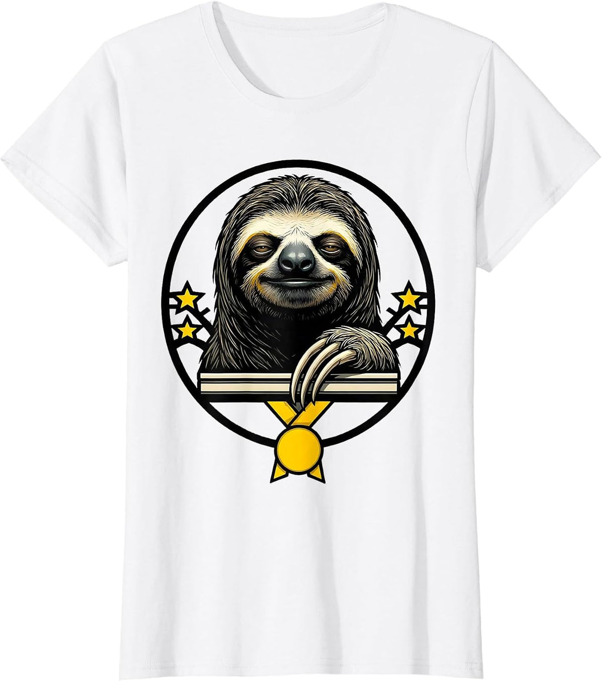 Women's Sloth Stencil Funny Sloth Lover Gift T-Shirt - White