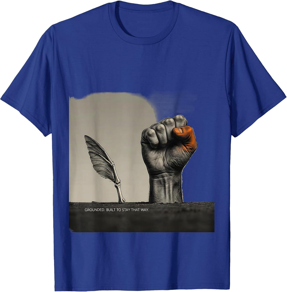 Men's Grounded. Built To Stay That Way. Funny Penguin Martial Arts T-Shirt - Royal Blue