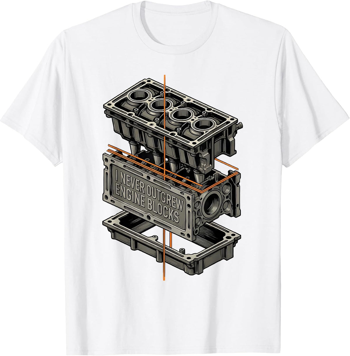 Men's I Never Outgrew Engine Blocks Funny Mechanic Garage Gift T-Shirt - White