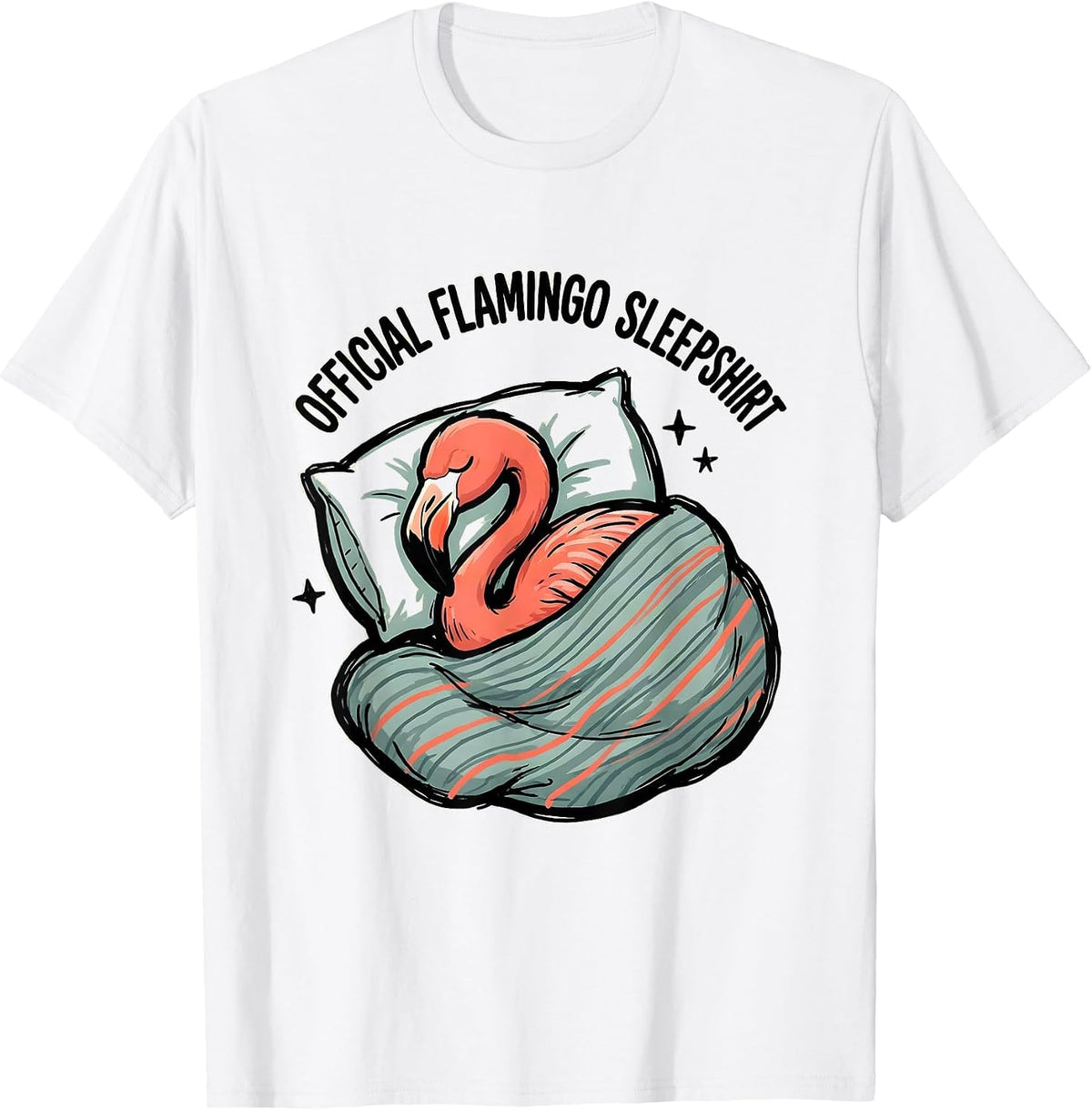 Men's Official Flamingo Sleepshirt Cute Animal Lover Lounge T-Shirt - White