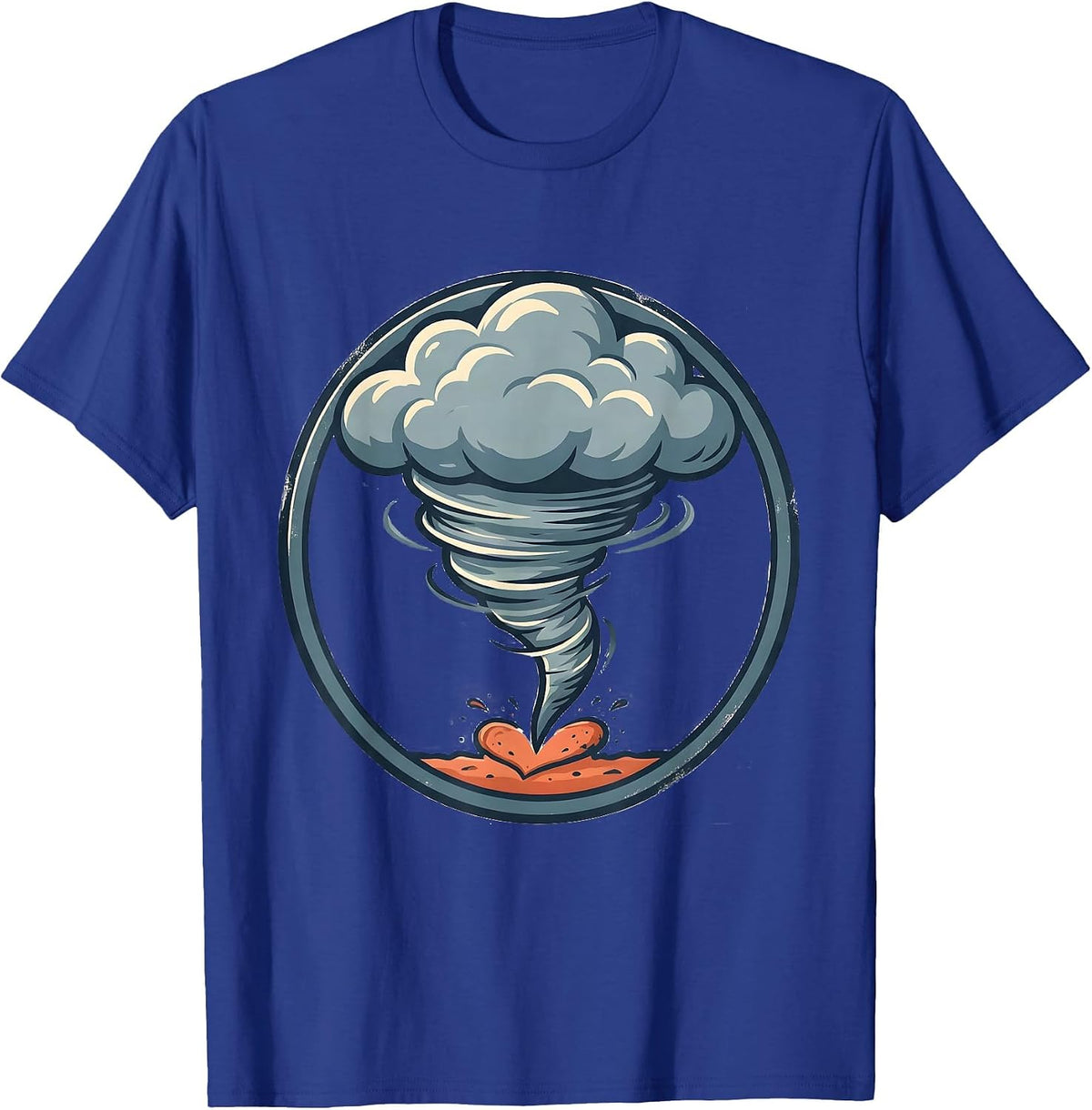 Men's Round Tornado Badge Storm Chaser Meteorology Enthusiast T-Shirt - Royal Blue