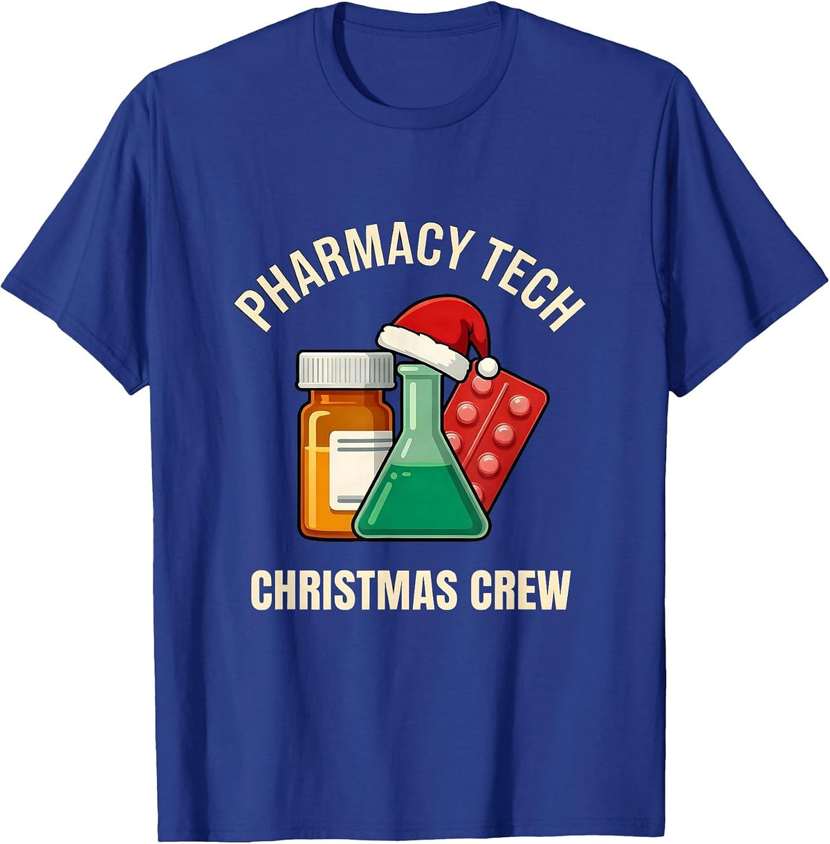 Pharmacy Tech Christmas Crew Funny Pharmacy Technician Lab T-Shirt - Royal Blue