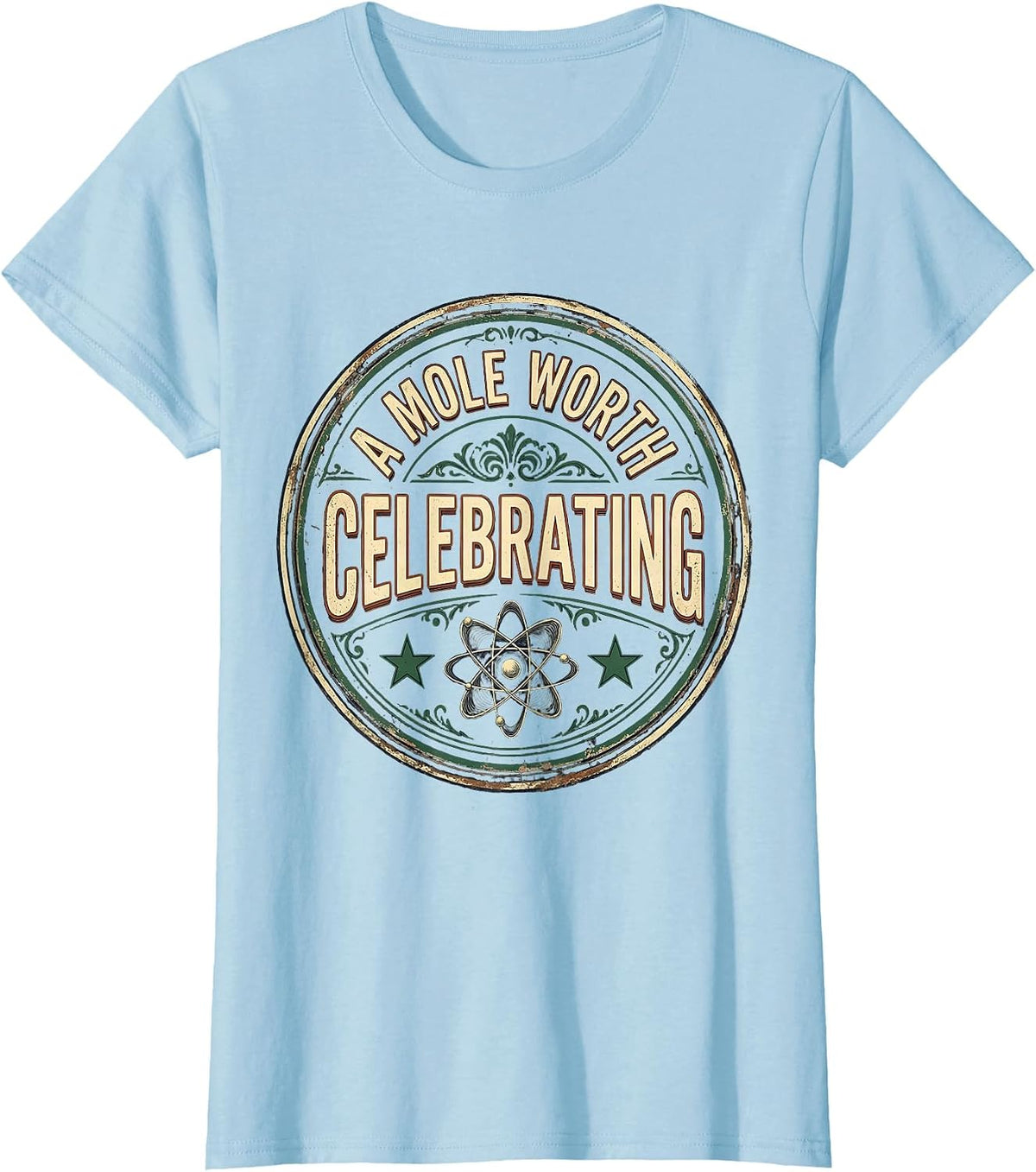A Mole Worth Celebrating Vintage Science Teacher Chemistry T-Shirt - Baby Blue
