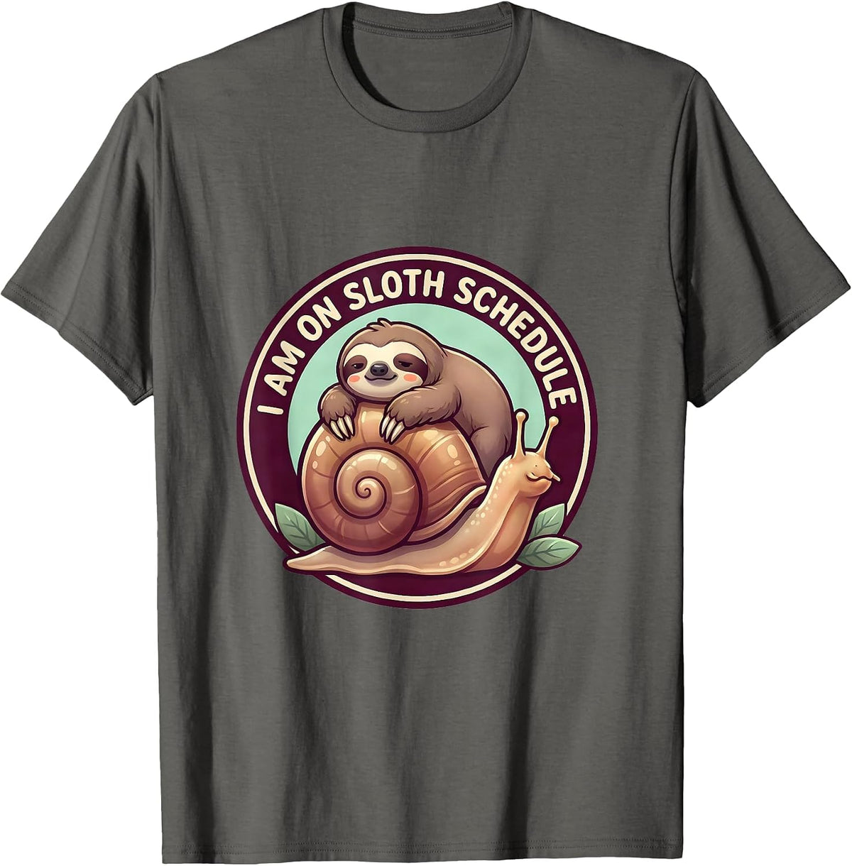 I Am On Sloth Schedule Cute Kawaii Sloth Lover Humor Gift T-Shirt - Asphalt Grey