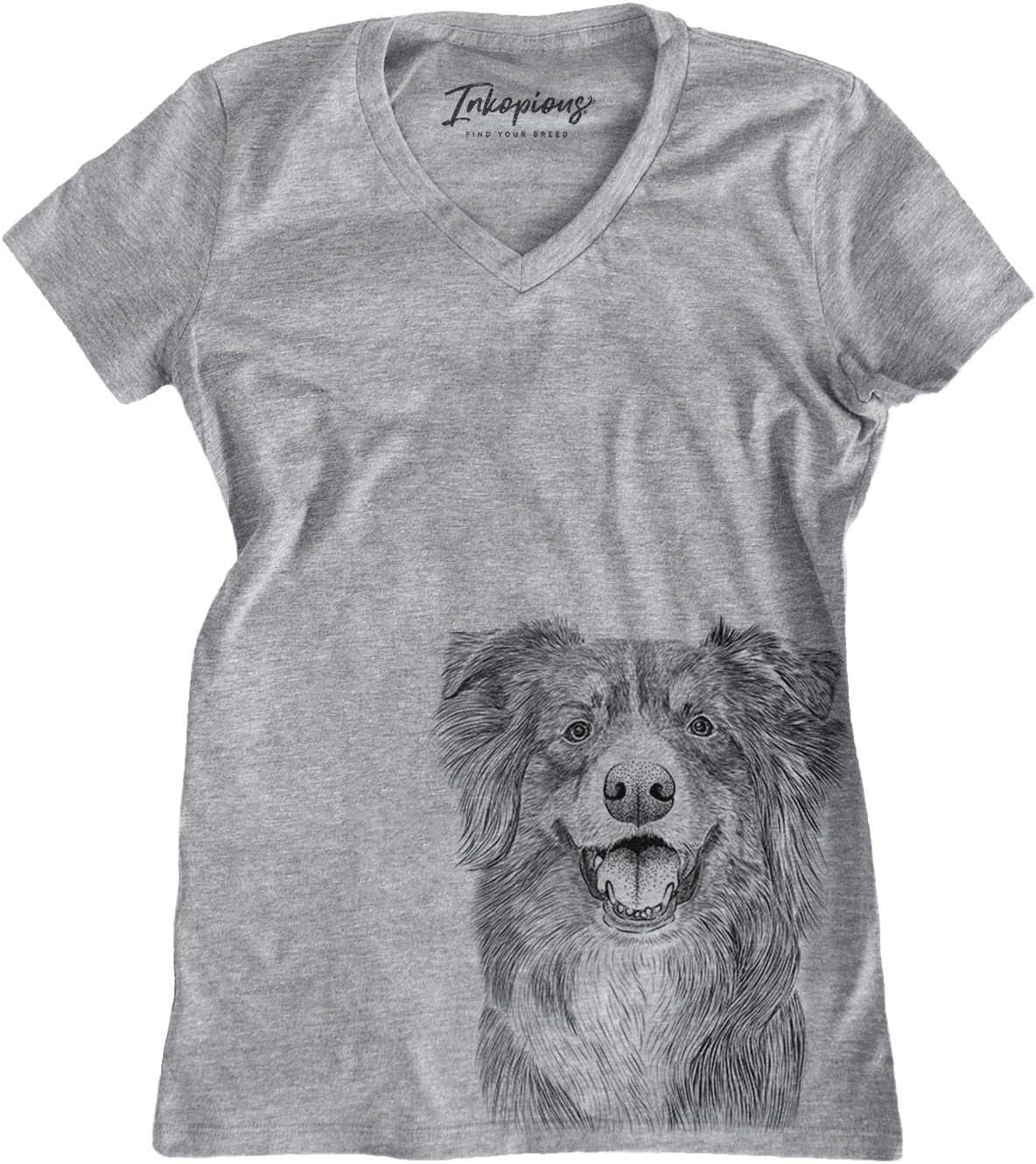 Bare Aussie Parker the Australian Shepherd Dog Triblend T-Shirt - Grey Modern V-neck