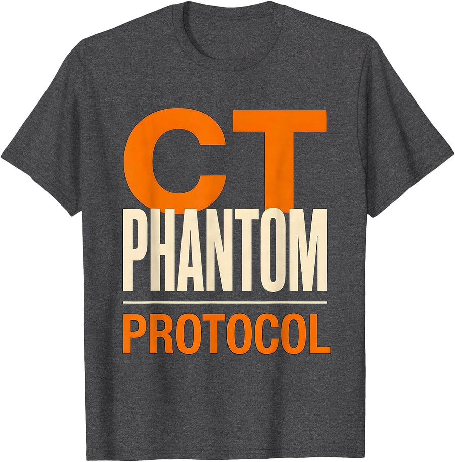 Men's CT Phantom Protocol Playful Halloween Radiology Tech Humor T-Shirt - Dark Heather Grey
