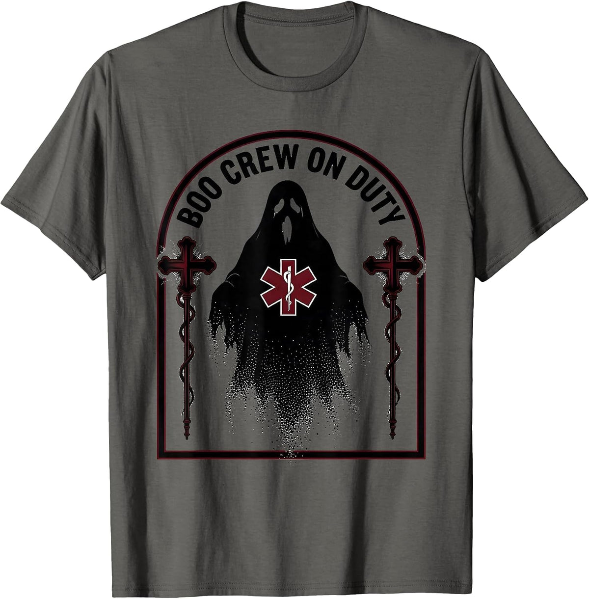 Men's Boo Crew On Duty Paramedic Halloween Design T-Shirt - Asphalt Grey