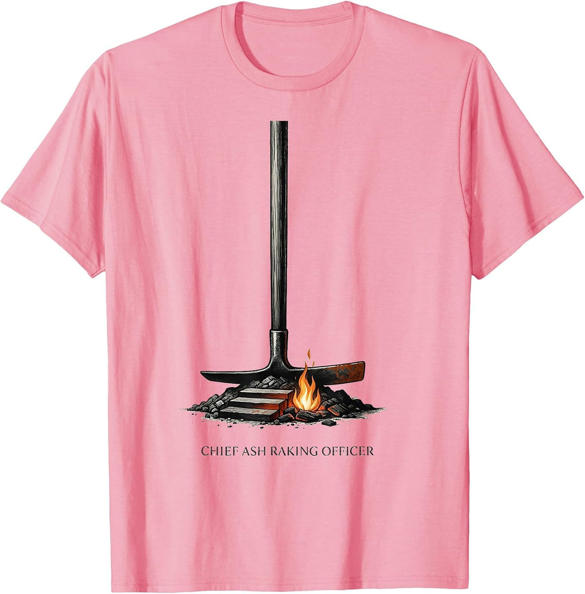 Men's Chief Ash Raking Officer Funny Camping Crew Family Matching T-Shirt - Pink