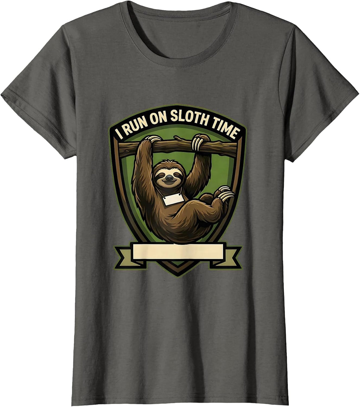 Women's I Run On Sloth Time Funny Sloth Lover Animal Humor T-Shirt - Asphalt Grey