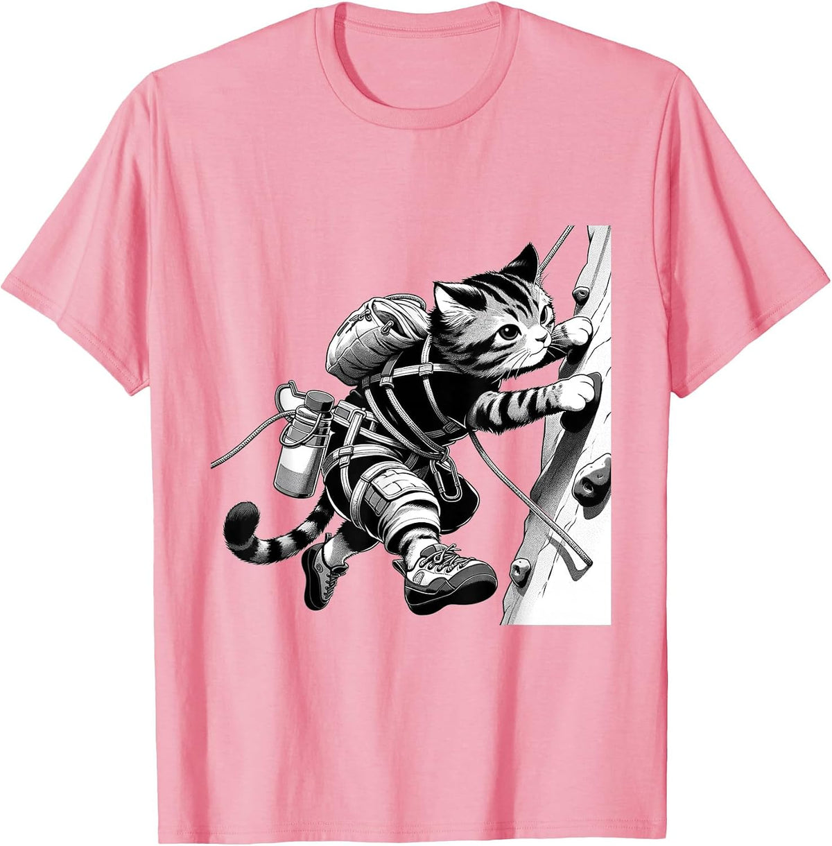 Adventure Cat Rock Climber - Cool Anime Style Climbing T-Shirt - Pink