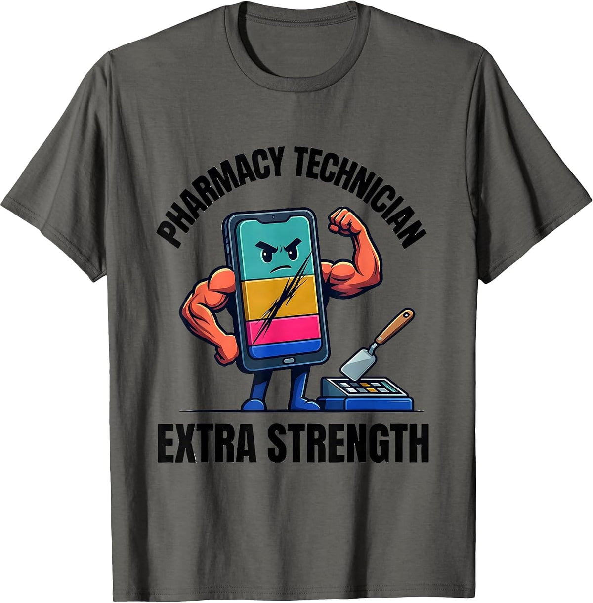 Pharmacy Technician Extra Strength Funny Pharmacy Squad T-Shirt - Asphalt Grey