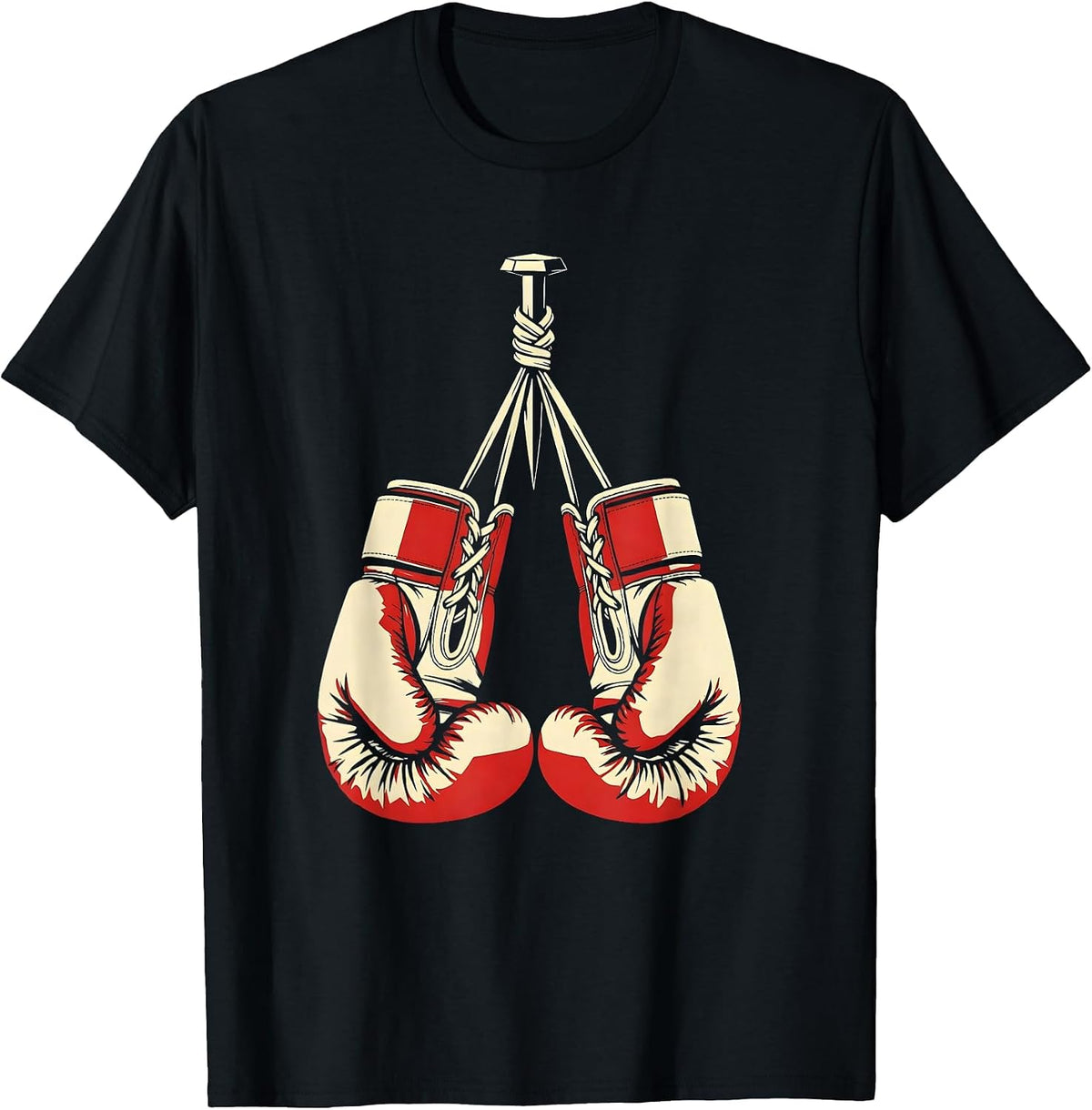 Men's Boxing Gloves Hanging on Nail Graphic T-Shirt - Black