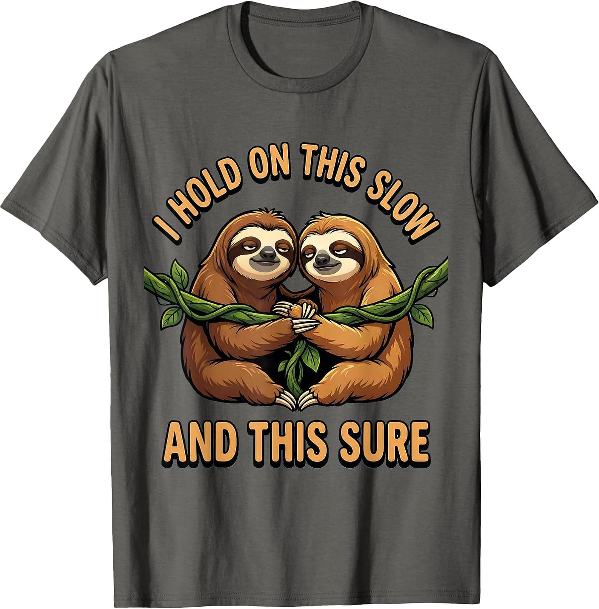 I Hold On This Slow And This Sure Funny Sloth Lover Gift T-Shirt - Asphalt Grey